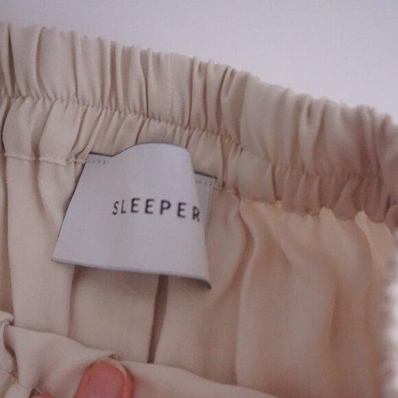 Sleeper Cream Party Pajama Elastic Waist Feather Trim Pants S - Picture 8 of 12